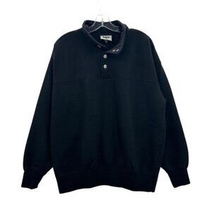 Lee Sport Men's L Vintage Heavyweight Snap Button Collar Black Polo Sweatshirt
